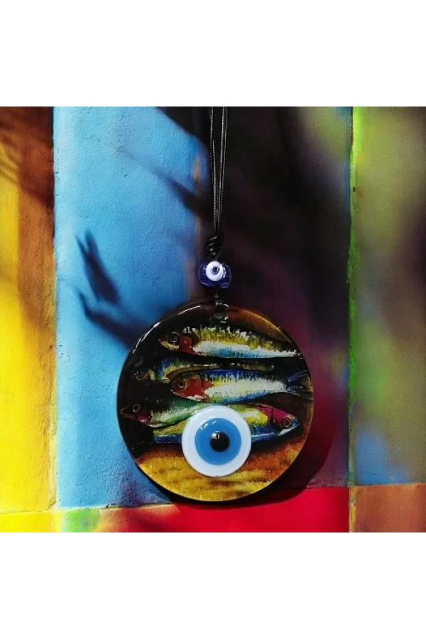 Balık Desenli 12 Cm Füzyon Cam Duvar Süsü