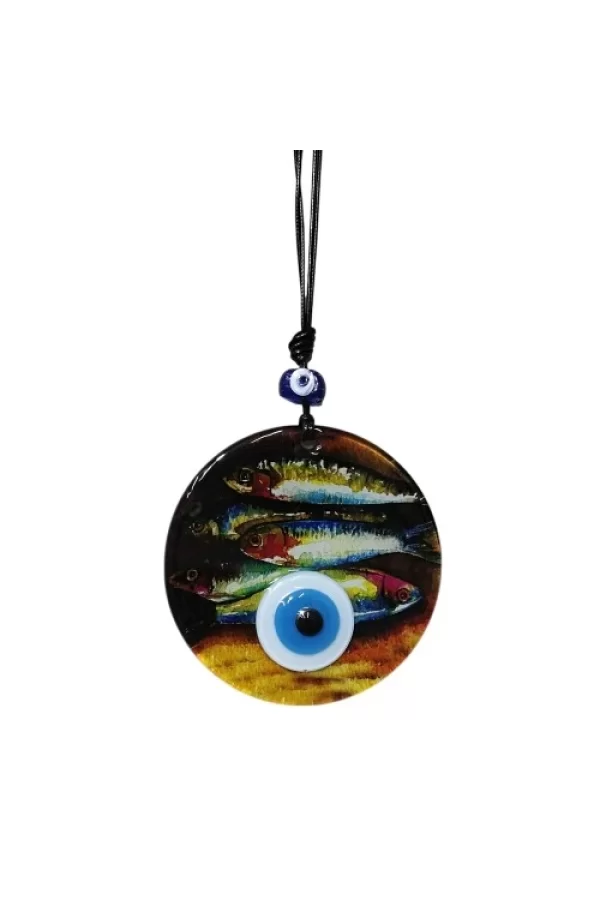 Balık Desenli 12 Cm Füzyon Cam Duvar Süsü