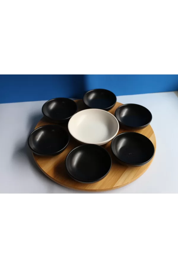 Bambu Dönen Standlı 7li Sosluk Set