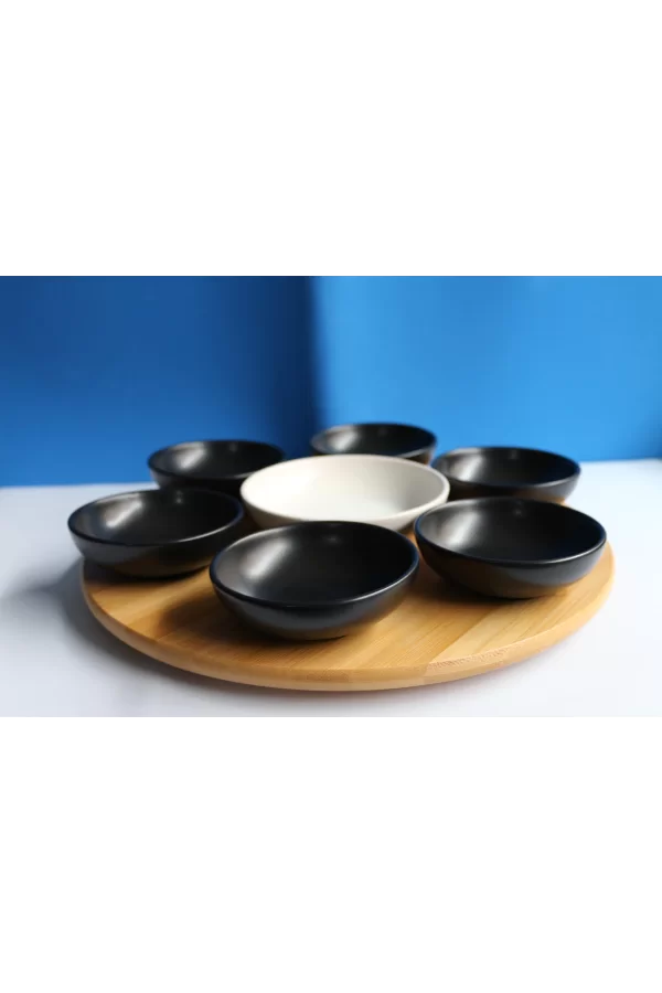 Bambu Dönen Standlı 7li Sosluk Set