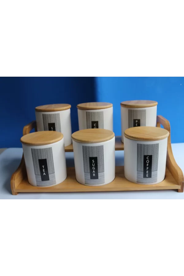 Bambu Standlı 6lı Baharat Seti