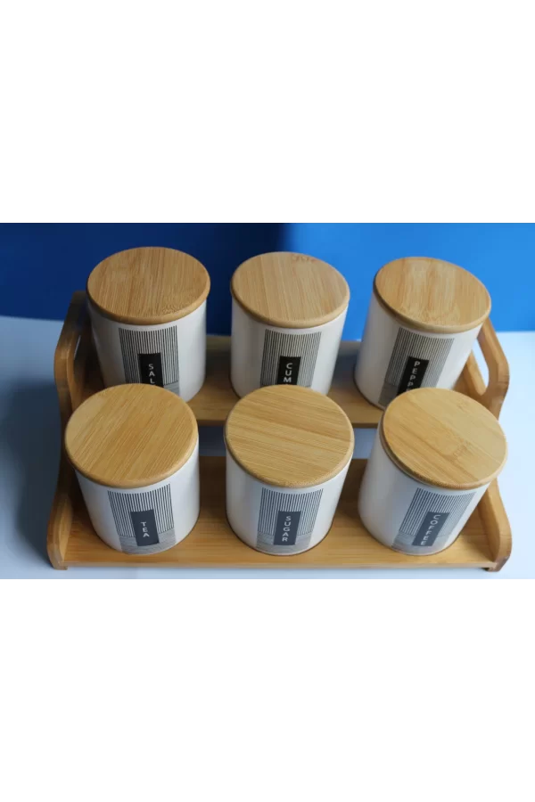 Bambu Standlı 6lı Baharat Seti