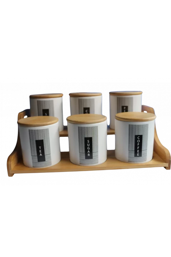 Bambu Standlı 6lı Baharat Seti