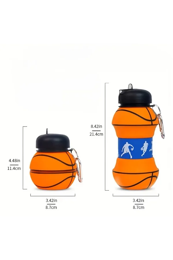 Basketbol Topu Tasarımlı Akordiyon Su Şişesi