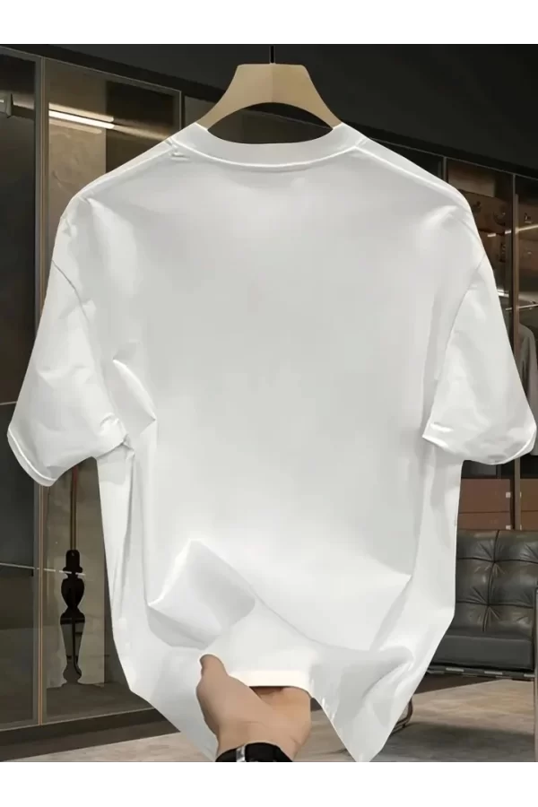 Baskılı Oversize Bisiklet Yaka T-shirt - Beyaz