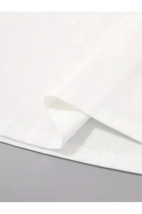 Baskılı Oversize Bisiklet Yaka T-shirt - Beyaz