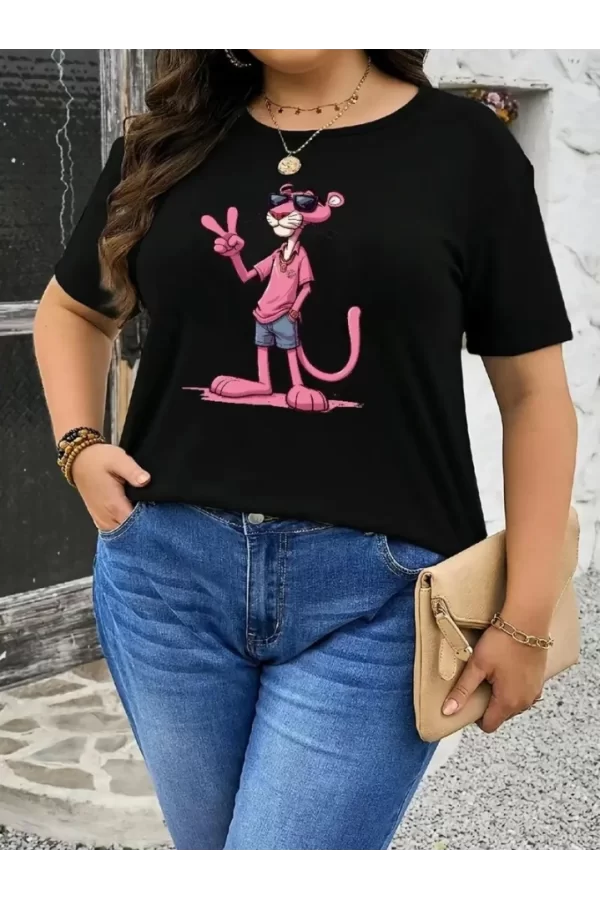 Baskılı Oversize Bisiklet Yaka T-shirt - Beyaz
