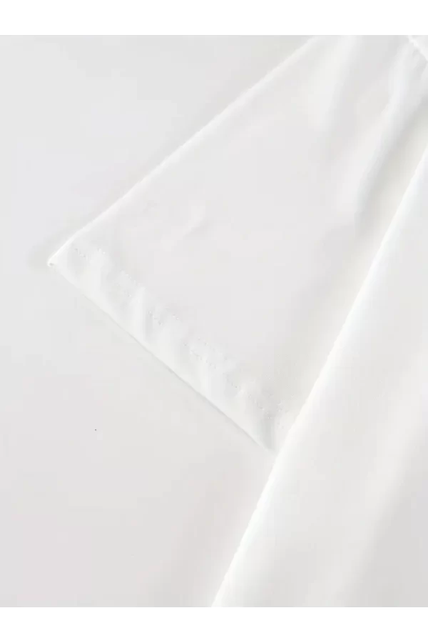 Baskılı Oversize Bisiklet Yaka T-shirt - Beyaz