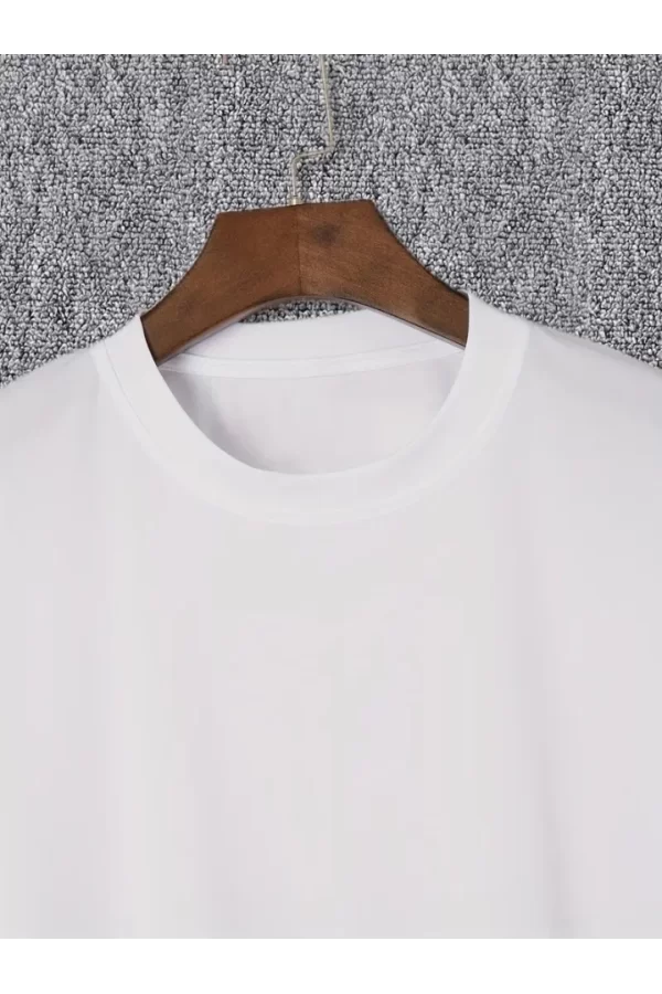 Baskılı Oversize Bisiklet Yaka T-shirt - Beyaz