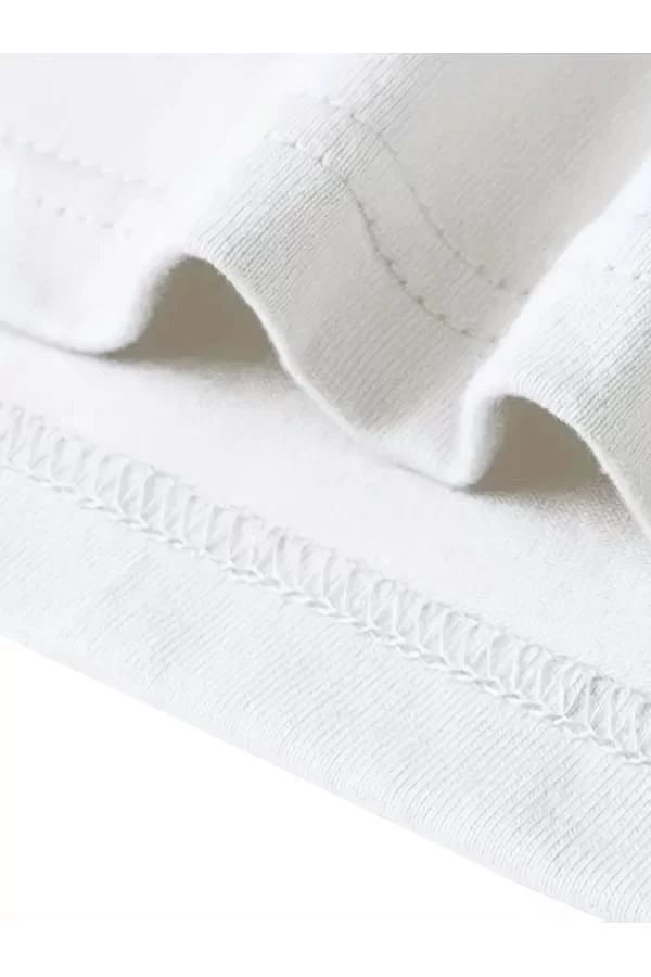 Baskılı Oversize Bisiklet Yaka T-shirt - Beyaz