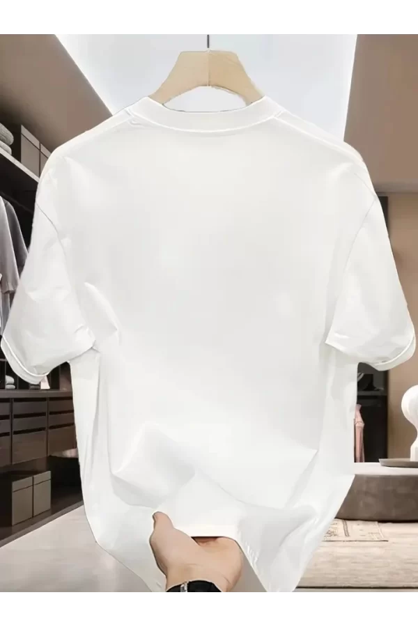 Baskılı Oversize Bisiklet Yaka T-shirt - Beyaz