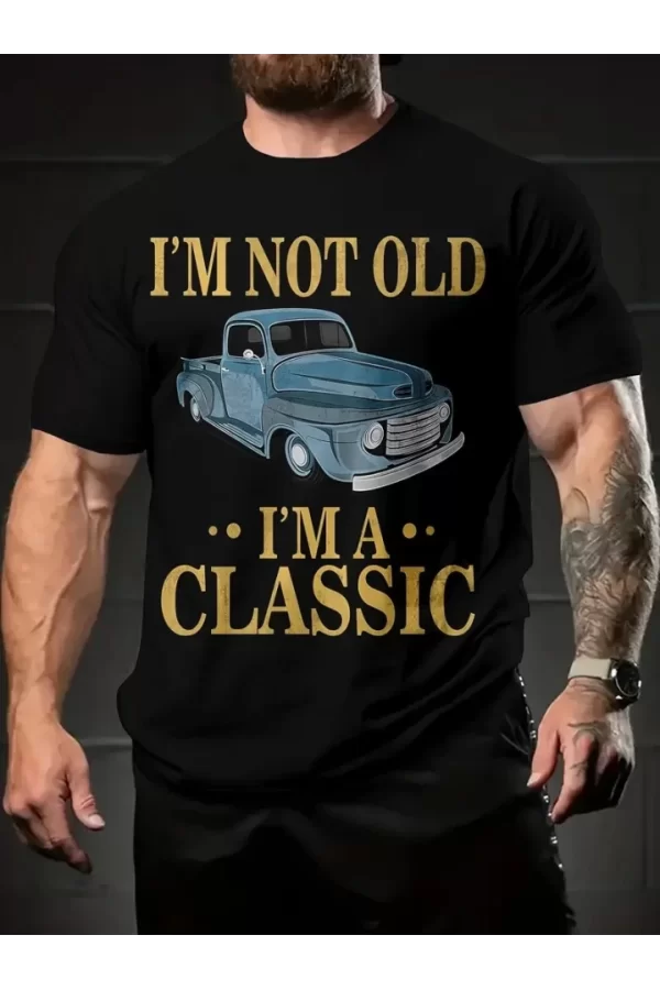 Baskılı Oversize Bisiklet Yaka T-shirt - Siyah