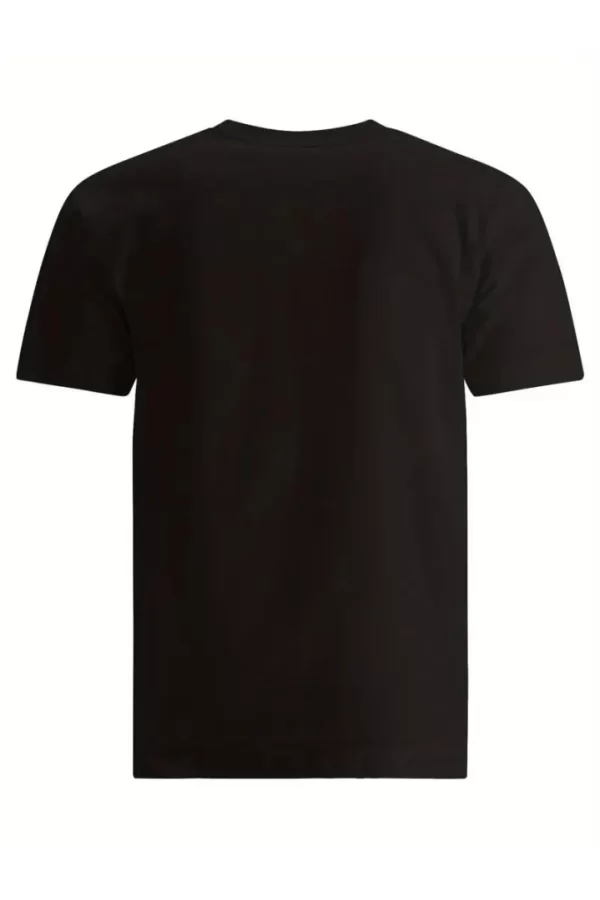 Baskılı Oversize Bisiklet Yaka T-shirt - Siyah