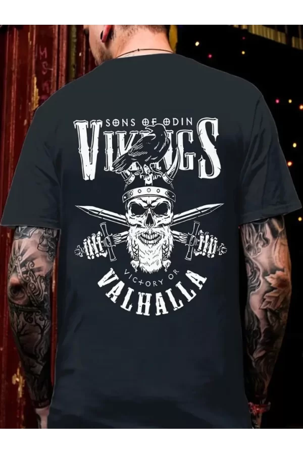 Baskılı Oversize Bisiklet Yaka T-shirt - Siyah