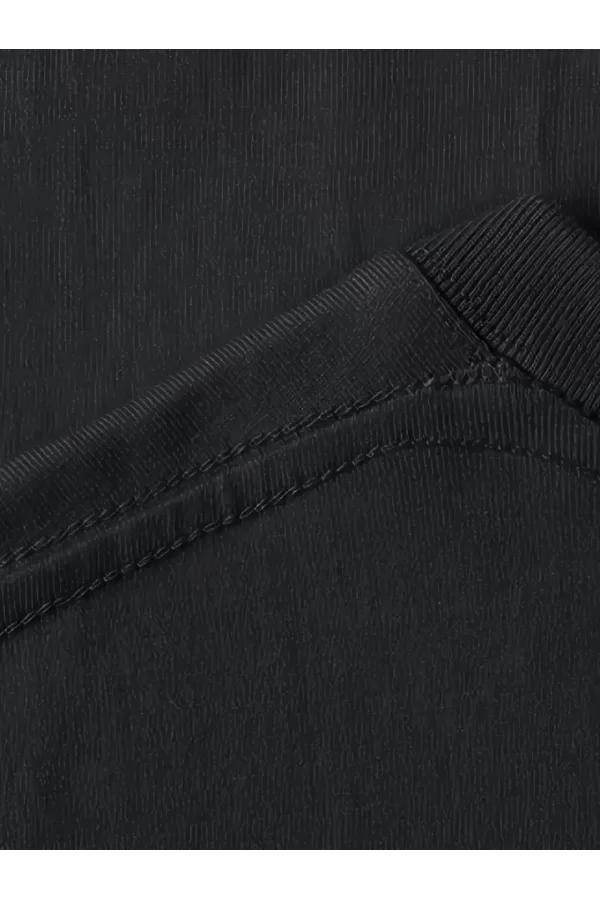 Baskılı Oversize Bisiklet Yaka T-shirt - Siyah