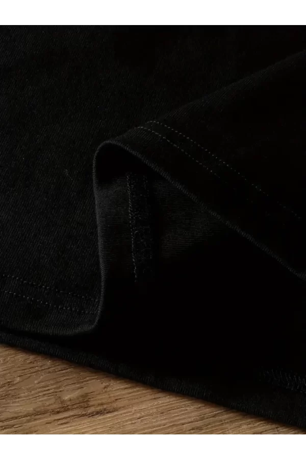 Baskılı Oversize Bisiklet Yaka T-shirt - Siyah