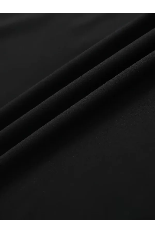 Baskılı Oversize Bisiklet Yaka T-shirt - Siyah