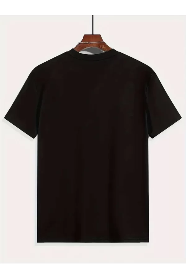 Baskılı Oversize Bisiklet Yaka T-shirt - Siyah