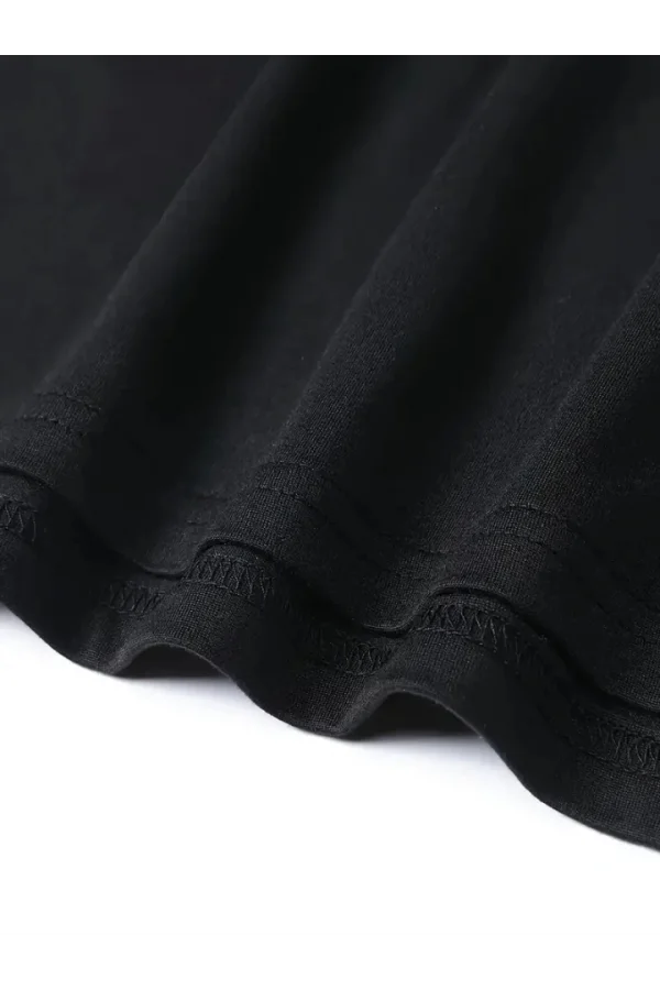 Baskılı Oversize Bisiklet Yaka T-shirt - Siyah