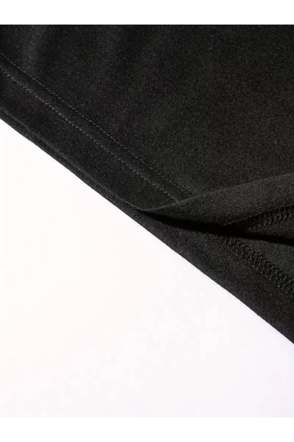 Baskılı Oversize Bisiklet Yaka T-shirt - Siyah