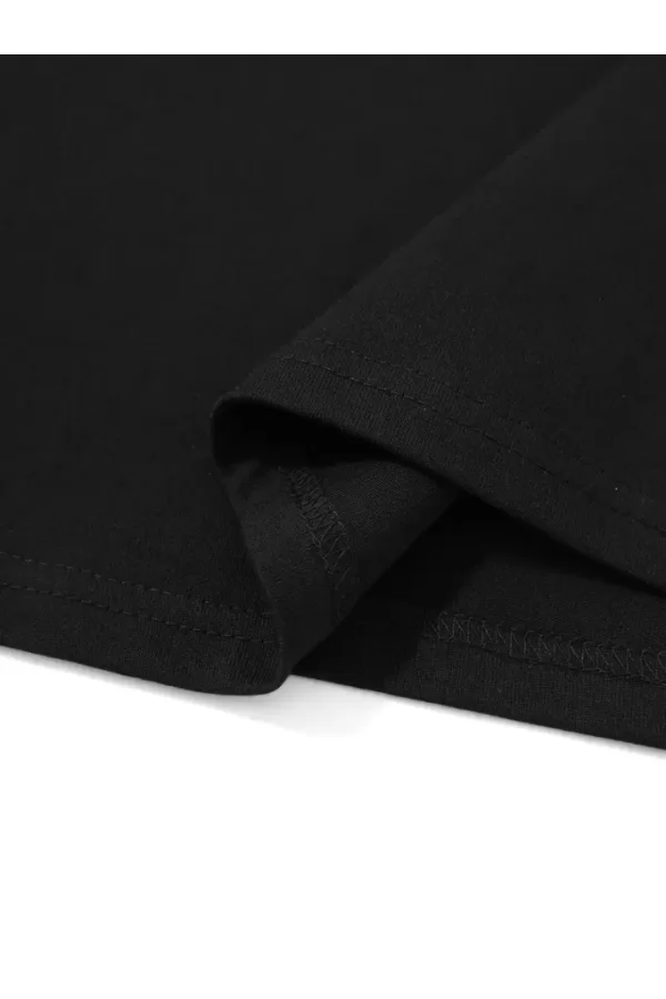 Baskılı Oversize Bisiklet Yaka T-shirt - Siyah