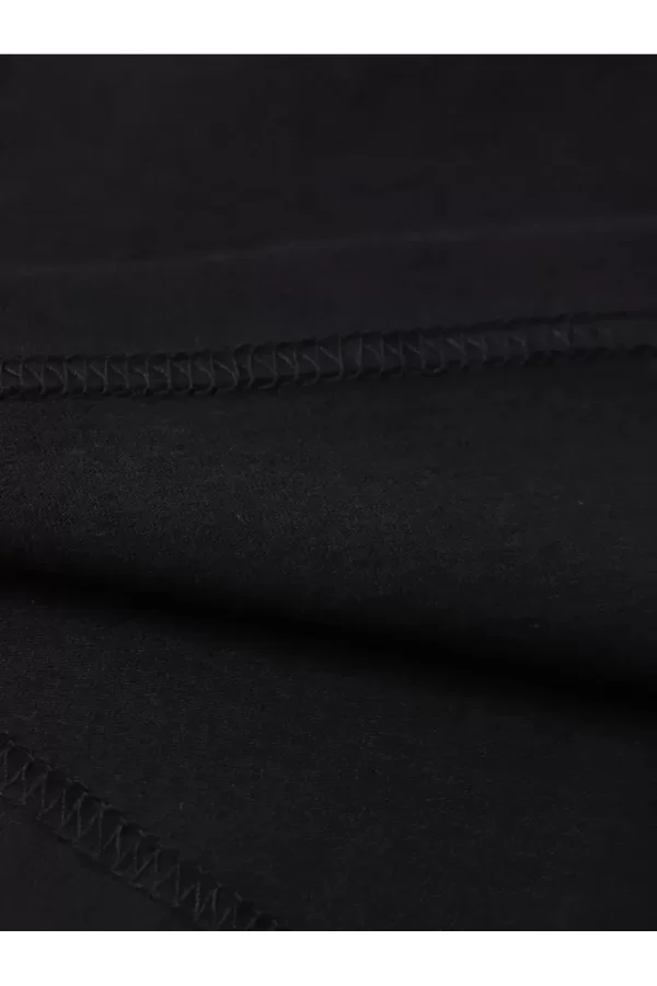 Baskılı Oversize Bisiklet Yaka T-shirt - Siyah