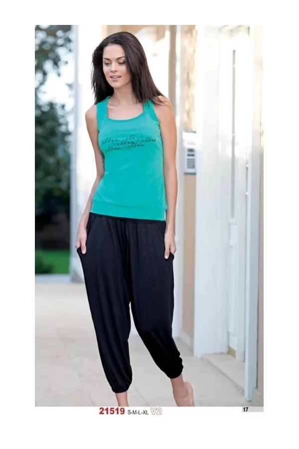 Bayan Yazlık Poly Şalvarlı Pijama 21519