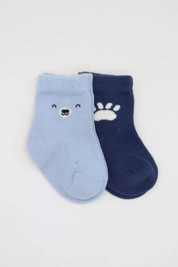 Luz&Pos Bear Penye Soket Çorap 2li Mavi