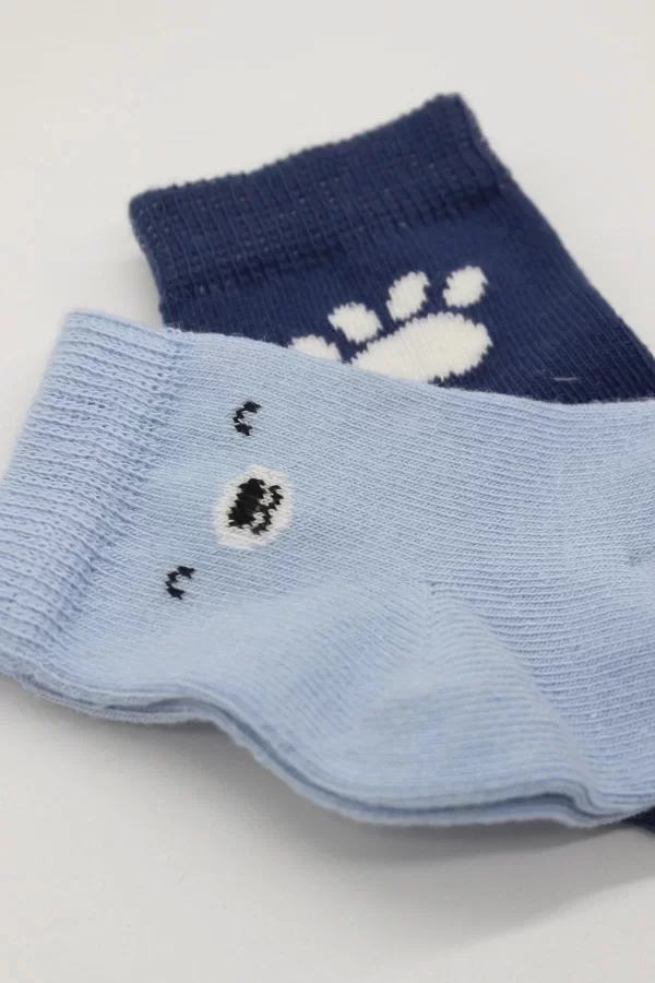 Luz&Pos Bear Penye Soket Çorap 2li Mavi