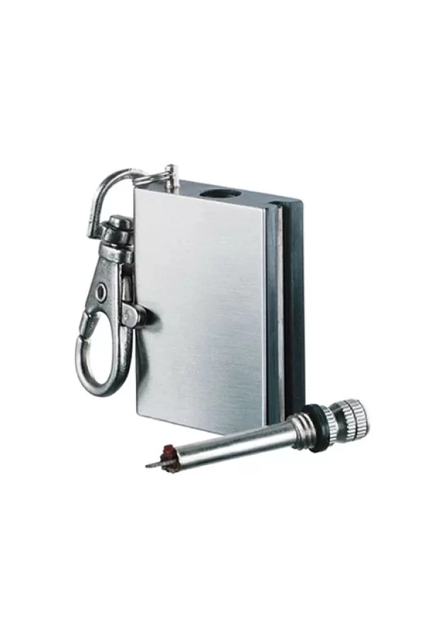 Benzinli Kibrit Çakmak Magnezyum Çubuklu Anahtarlıklı Benzinli Metal Kibrit Gümüş