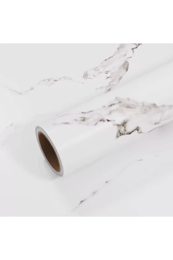 Beyaz Mermer Desenli Yapışkanlı Kaplama Kağıdı  Büyük Boy 5 Metre
