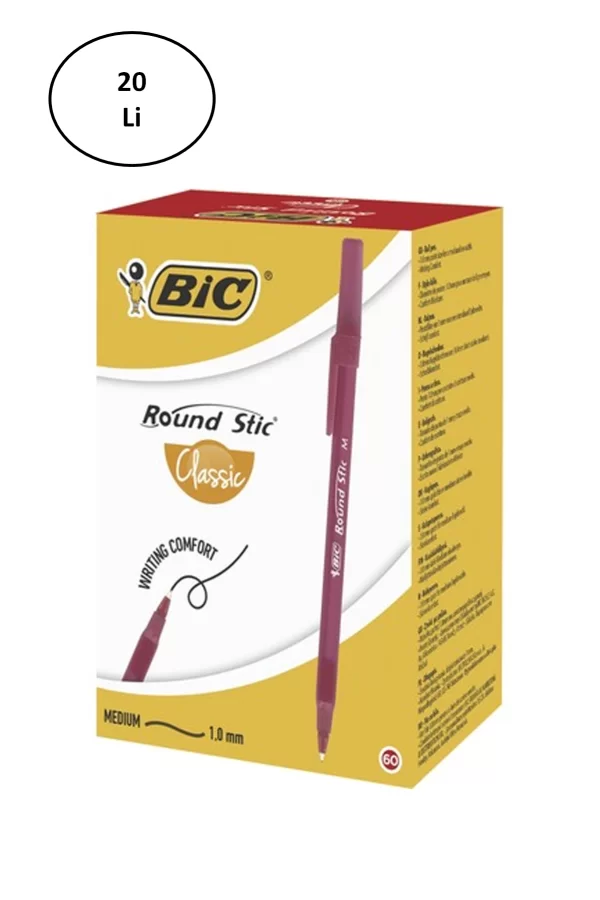 Bic Round Stic Tükenmez Kırmızı Kalem 20li