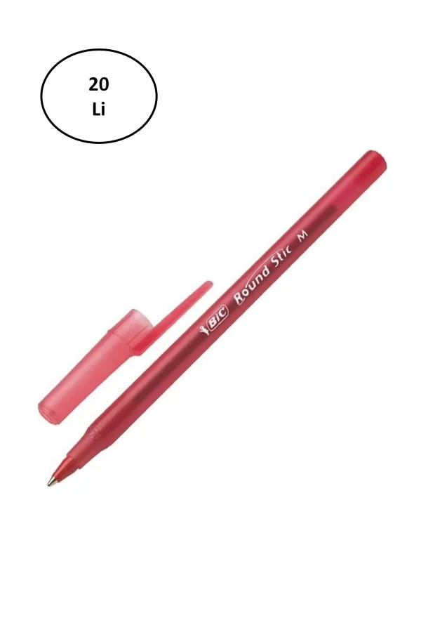 Bic Round Stic Tükenmez Kırmızı Kalem 20li