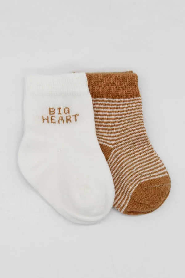 Luz&Pos Big Heart Penye Soket Çorap 2li  Hardal