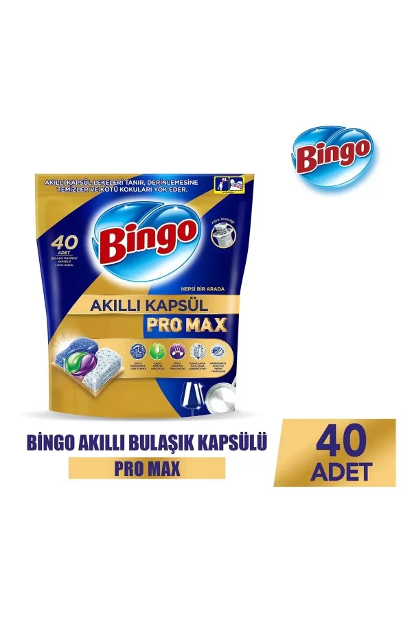 Bingo Akıllı Kapsül Pro Max Bulaşık Makinesi Deterjanı 40 Adet