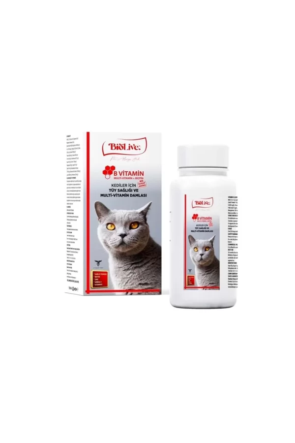 Biolive Kediler İçin B Vitamin+Multivitamin Tüy Sağlığı Likit Vitamin 100ml