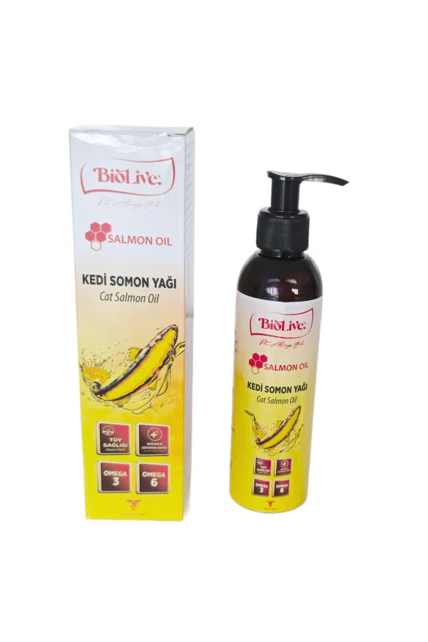 Biolive Kediler İçin Somon Yağı Tüy-Dış Eti-Bağışıklık-Kalp ve Göz Sağlığı 200ml