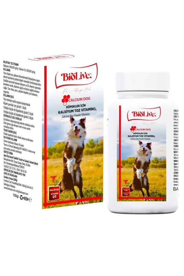 Biolive Köpekler İçin Kalsiyum Toz Vitamin 100gr