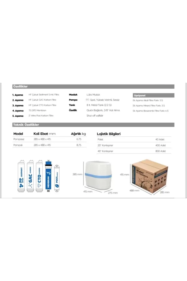 Luz&Pos Bms 8 Lt Su Arıtıcı