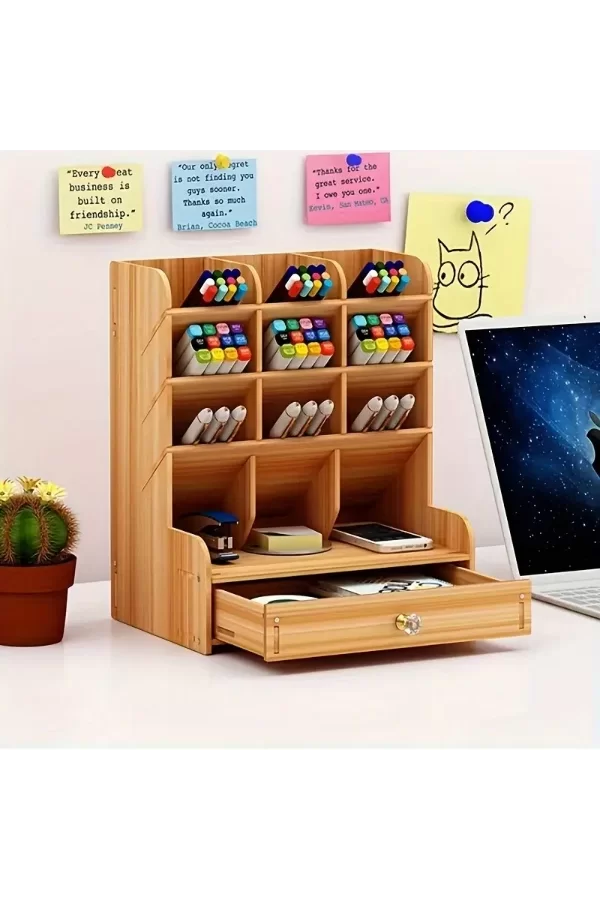 Bölmeli ve Çekmeceli Ahşap Organizer