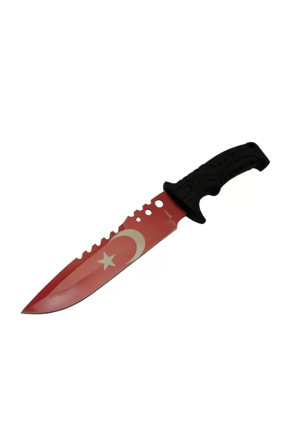 Bora Ayyıldız Mf011 Rd Kırmızı Av Bıçağı 31cm - Testere Detaylı Bıçak, Kılıflı, Plastik Sap
