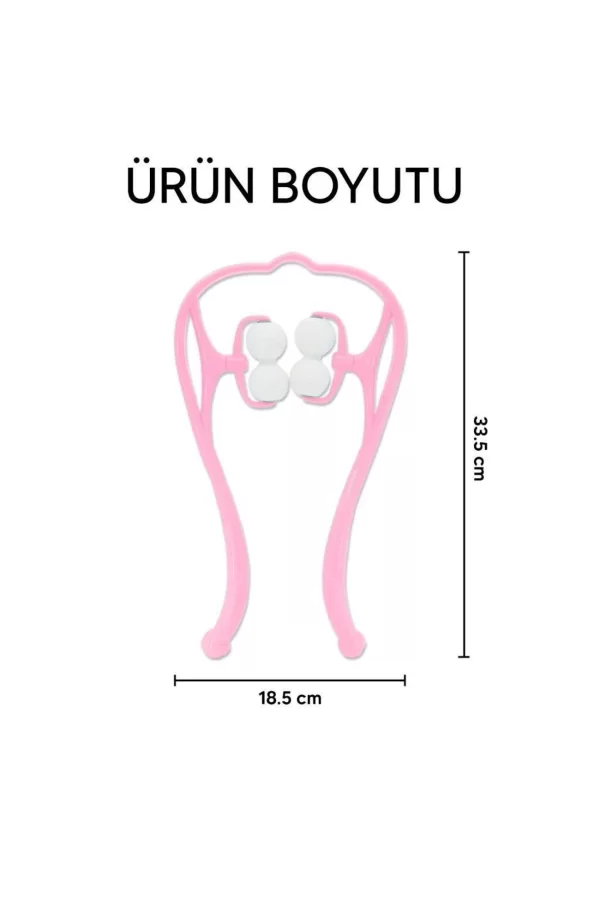 Boyun Bacak Ayak Bel Masaj Aleti Çok Fonksiyonlu Manuel 4 Tekerlekli - Pembe