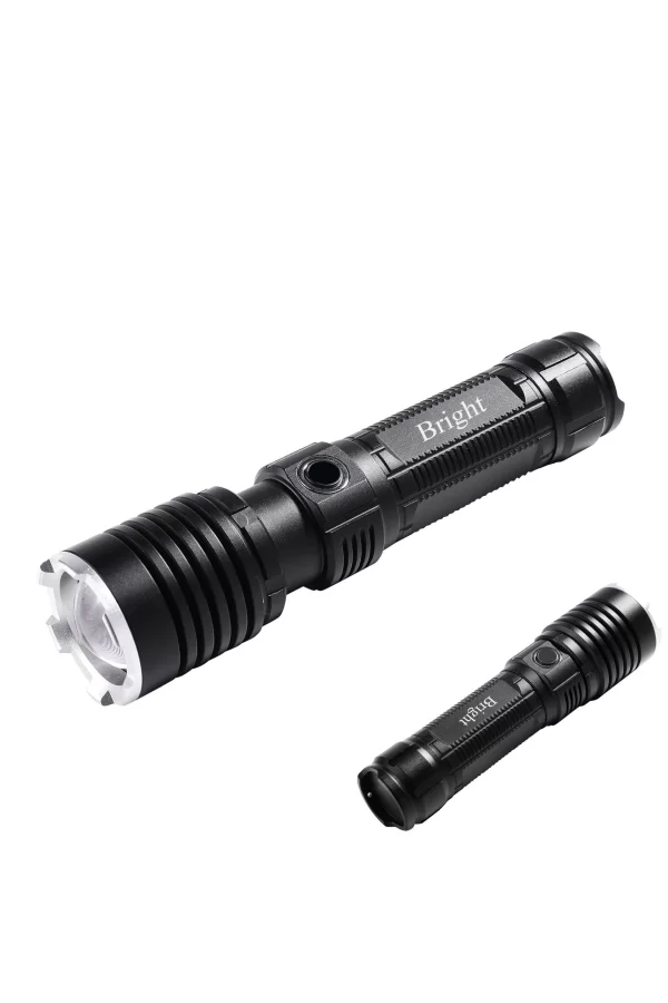Bright Ght-5761 Xp90 Led 3 Mod Zoomlu Yağmur Suyu Geçirmez Şarjlı El Feneri 26650 Pilli
