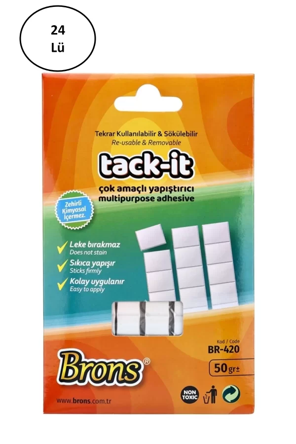 Brons Tack-It Hamur Yapıştırıcı Beyaz 50 Gr. 24lü