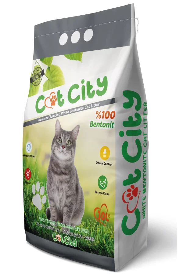 Cat City Doğal Bentonit Topaklanan Kedi Kumu 10 Lt Aktif Karbonlu