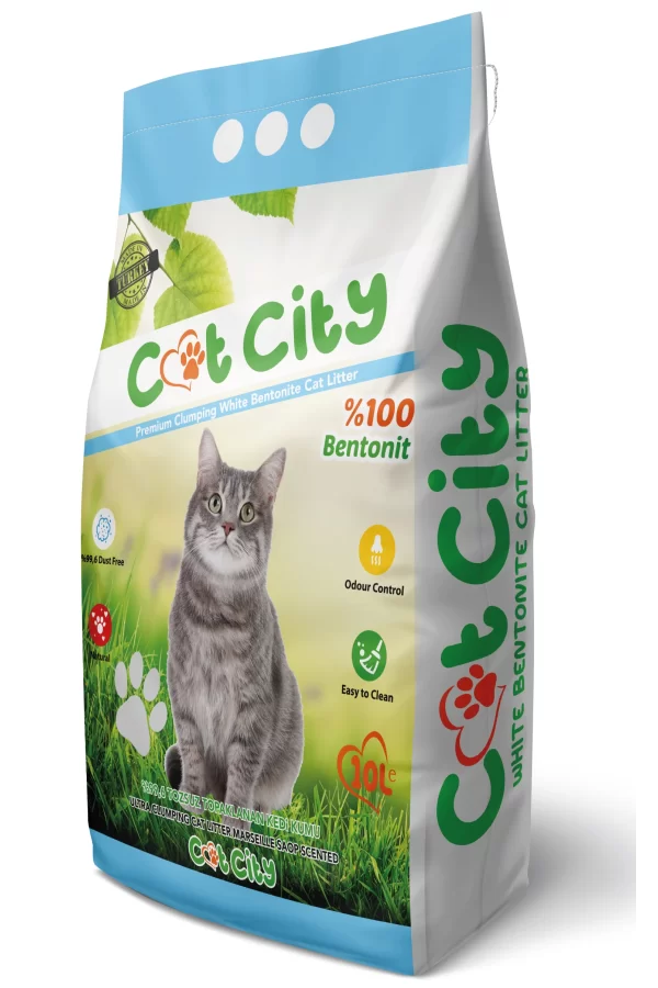 Cat City Doğal Bentonit Topaklanan Kedi Kumu 10 Lt Marsilya Sabunlu
