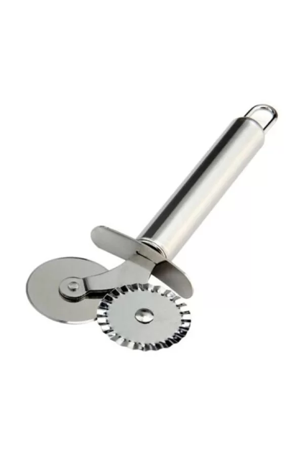 Çift Başlı Metal Pizza Kesici Ve Hamur Ruleti