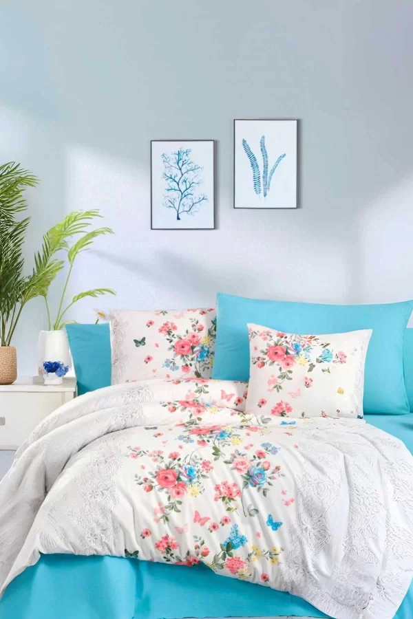 Çift Kişilik Ranforce Nevresim Takımı &#37;100 Pamuklu Butterfly