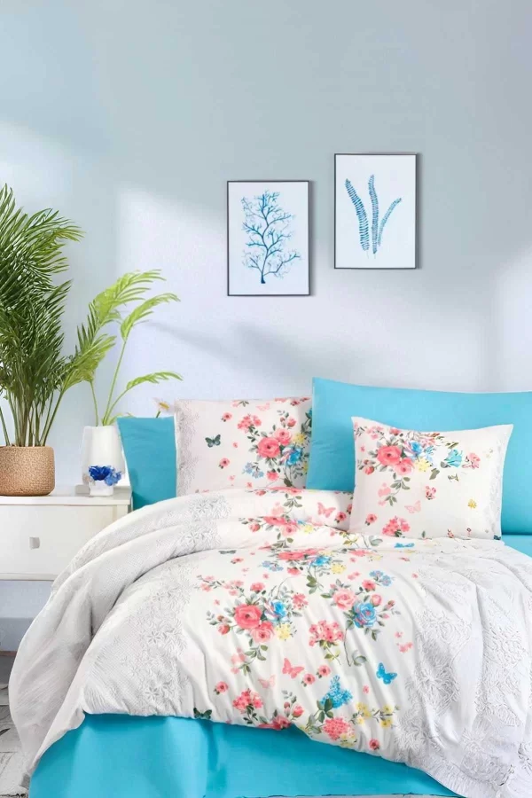 Çift Kişilik Ranforce Nevresim Takımı &#37;100 Pamuklu Butterfly