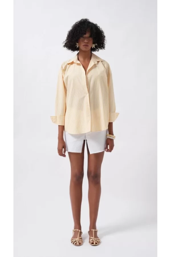 Çizgili Detay Oversize Gömlek
